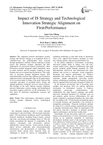 Impact of IS Strategy and Technological Innovation Strategic Alignment on Firm Performance