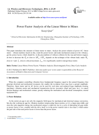 Power Factor Analysis of the Linear Motor in Mines