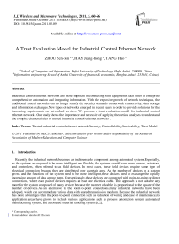 A Trust Evaluation Model for Industrial Control Ethernet Network