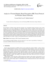 Analysis of Trusted Identity Based Encryption (IBE-Trust) Protocol for Wireless Sensor Networks