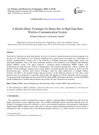 A Hybrid Mimo Technique for Better Ber in High Data Rate Wireless Communication System