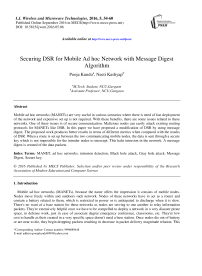 Securing DSR for Mobile Ad hoc Network with Message Digest Algorithm
