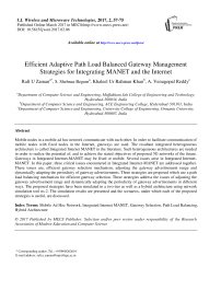 Efficient Adaptive Path Load Balanced Gateway Management Strategies for Integrating MANET and the Internet