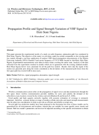 Propagation Profile and Signal Strength Variation of VHF Signal in Ekiti State Nigeria