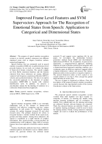 Improved Frame Level Features and SVM Supervectors Approach for The Recogniton of Emotional States from Speech: Application to Categorical and Dimensional States