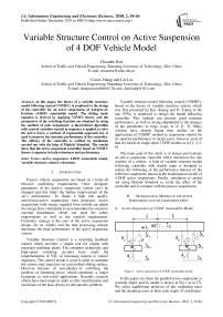 Variable Structure Control on Active Suspension of 4 DOF Vehicle Model