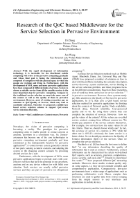 Research of the QoC based Middleware for the Service Selection in Pervasive Environment