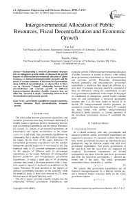 Intergovernmental Allocation of Public Resources, Fiscal Decentralization and Economic Growth