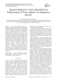 Spectral Subtractive-Type Algorithms for Enhancement of Noisy Speech: An Integrative Review