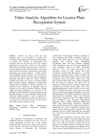 Video Analytic Algorithm for License Plate Recognition System