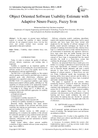 Object Oriented Software Usability Estimate with Adaptive Neuro Fuzzy, Fuzzy Svm