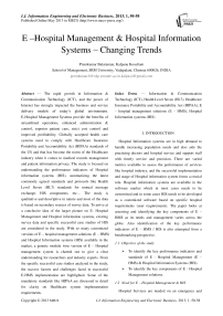 E –Hospital Management & Hospital Information Systems – Changing Trends