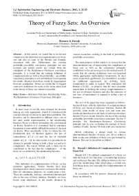 Theory of Fuzzy Sets: An Overview