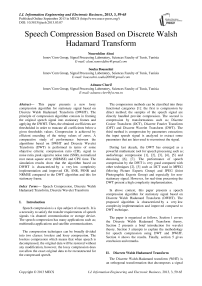 Speech Compression Based on Discrete Walsh Hadamard Transform