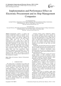 Implementation and Performance Effect on Electronic Procurement and its Ship Management Companies