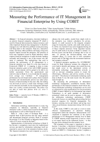 Measuring the Performance of IT Management in Financial Enterprise by Using COBIT