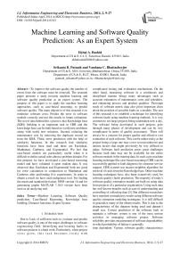 Machine Learning and Software Quality Prediction: As an Expert System