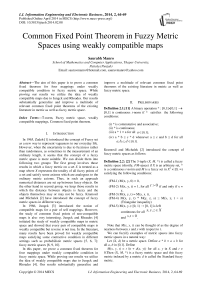 Common Fixed Point Theorem in Fuzzy Metric Spaces using weakly compatible maps
