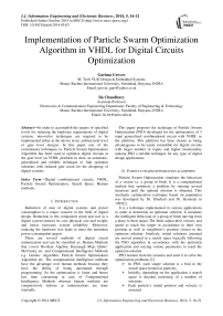 Implementation of Particle Swarm Optimization Algorithm in VHDL for Digital Circuits Optimization