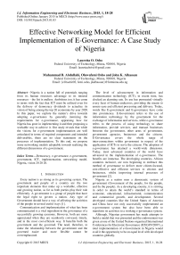Effective Networking Model for Efficient Implementation of E-Governance: A Case Study of Nigeria