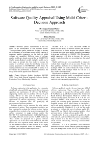 Software Quality Appraisal Using Multi-Criteria Decision Approach