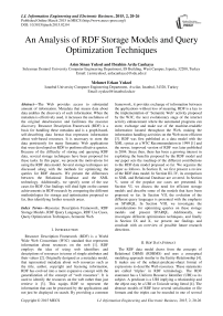 An Analysis of RDF Storage Models and Query Optimization Techniques