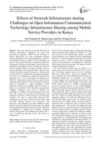 Effects of Network Infrastructure sharing Challenges on Open Information Communication Technology Infrastructure Sharing among Mobile Service Providers in Kenya