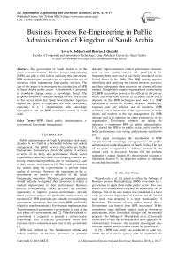 Business Process Re-Engineering in Public Administration of Kingdom of Saudi Arabia