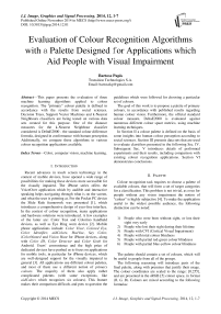 Evaluation of Colour Recognition Algorithms with a Palette Designed for Applications which Aid People with Visual Impairment