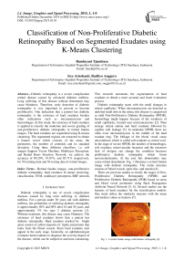 Classification of Non-Proliferative Diabetic Retinopathy Based on Segmented Exudates using K-Means Clustering