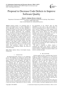 Proposal to Decrease Code Defects to Improve Software Quality