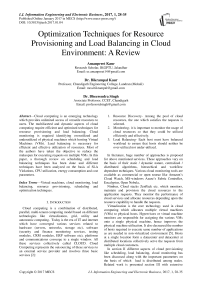 Optimization Techniques for Resource Provisioning and Load Balancing in Cloud Environment: A Review