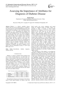 Assessing the Importance of Attributes for Diagnosis of Diabetes Disease