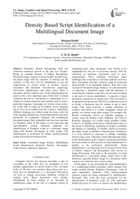 Density Based Script Identification of a Multilingual Document Image