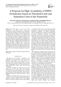 A Proposal for High Availability of HDFS Architecture based on Threshold Limit and Saturation Limit of the Namenode