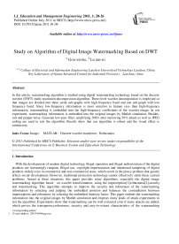 Study on Algorithm of Digital Image Watermarking Based on DWT