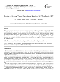 Design of Remote Virtual Experiment Based on MATLAB and .NET