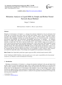 Melamine Analysis in Liquid Milk by Simple and Robust Neural Network Based Method