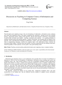 Discussion on Teaching in Computer Course of Information and Computing Science