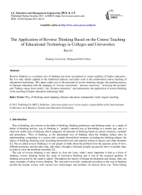 The Application of Reverse Thinking Based on the Course Teaching of Educational Technology in Colleges and Universities