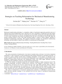 Strategies on Teaching Reformation for Mechanical Manufacturing Technology