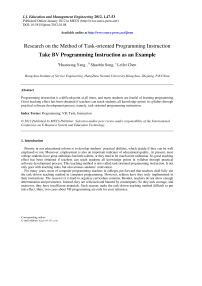 Research on the Method of Task-oriented Programming Instruction Take BV Programming Instruction as an Example