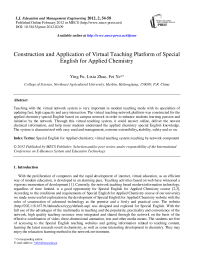 Construction and Application of Virtual Teaching Platform of Special English for Applied Chemistry