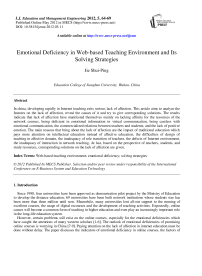 Emotional Deficiency in Web-based Teaching Environment and Its Solving Strategies