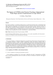 The Impact of UCP600 on the Practical Teaching of International Trade Major and the Countermeasure to Cope With It