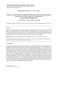 Analysis on the Present Condition Differences between the Specialty-Education of Sino-American Construction Engineering Management