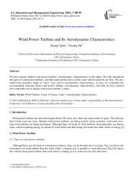 Wind Power Turbine and Its Aerodynamic Characteristics