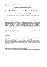 Research on RFID Application in the Pharmacy Logistics System