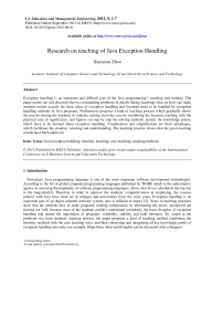 Research on teaching of Java Exception Handling