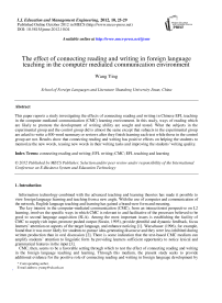 The effect of connecting reading and writing in foreign language teaching in the computer mediated communication environment